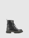 Botins com Fecho em Pele Preta